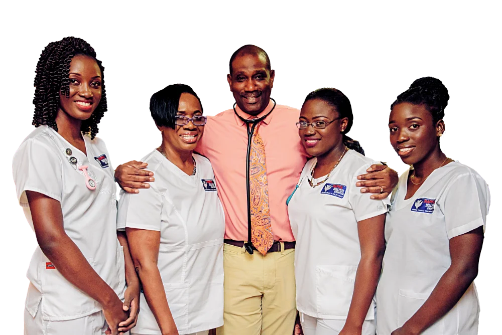 Dr. Curtis Yeates pictured with members of the Rapha care team in an archive photograph